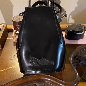 Ferragamo black backpack/bag with pouch
